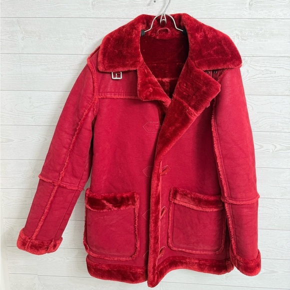 Jordan Graig Denali Women’s Red Suede Shearling Coat. Size M - Picture 1 of 12